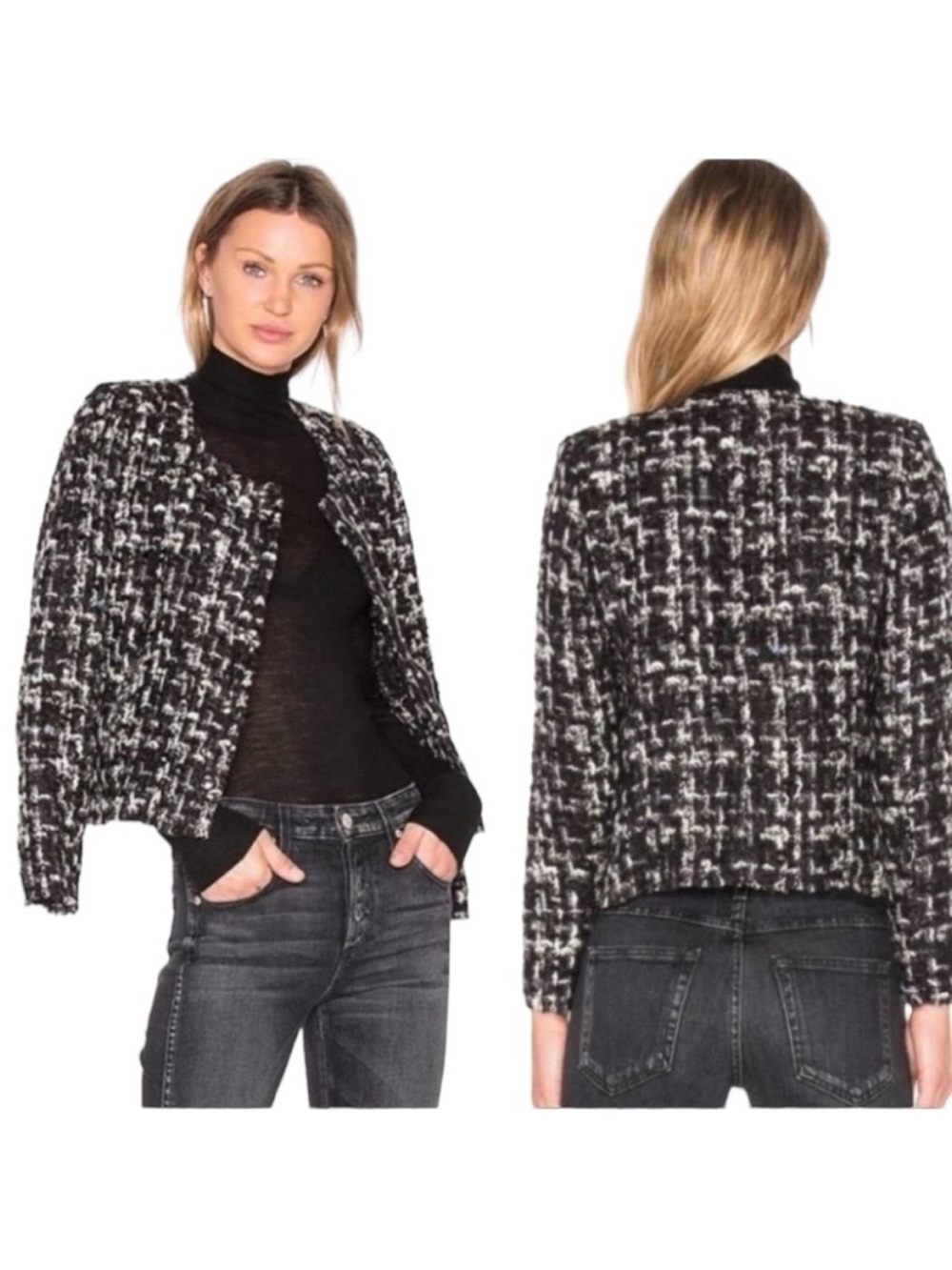 IRO Nalokie Black & White Tweed Jacket Minimalist Old Money